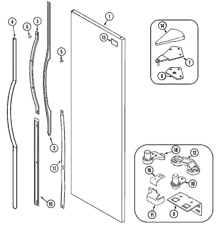 FRESH FOOD OUTER DOOR Diagram and Parts List for GC2227SDFB  Maytag Refrigerator
