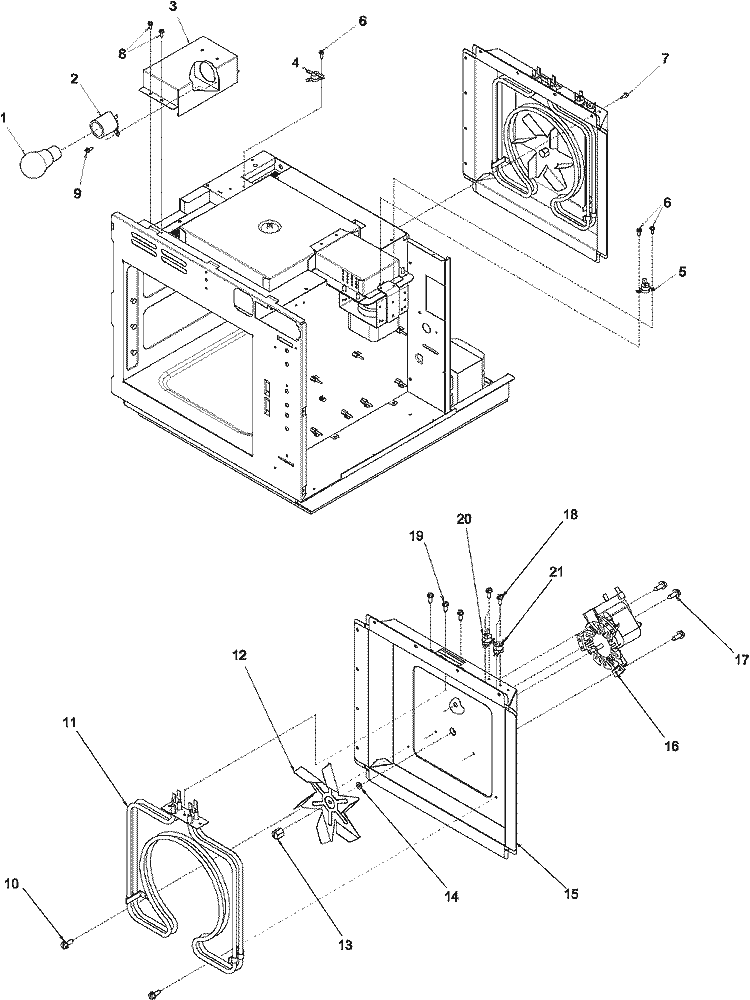 HEATER BOX Diagram and Parts List for ACE2302 P1331305M Amana Microwave