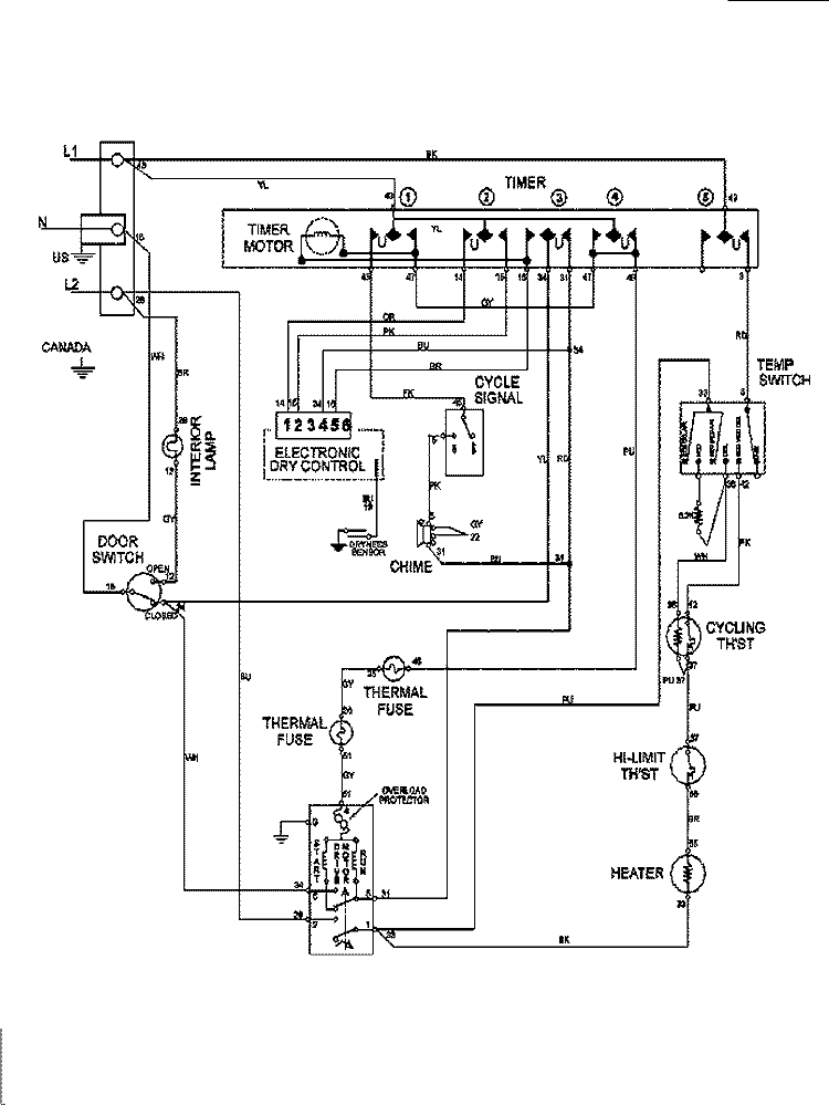 WIRING INFORMATION Diagram and Parts List for MDE7657BYQ  Maytag Dryer