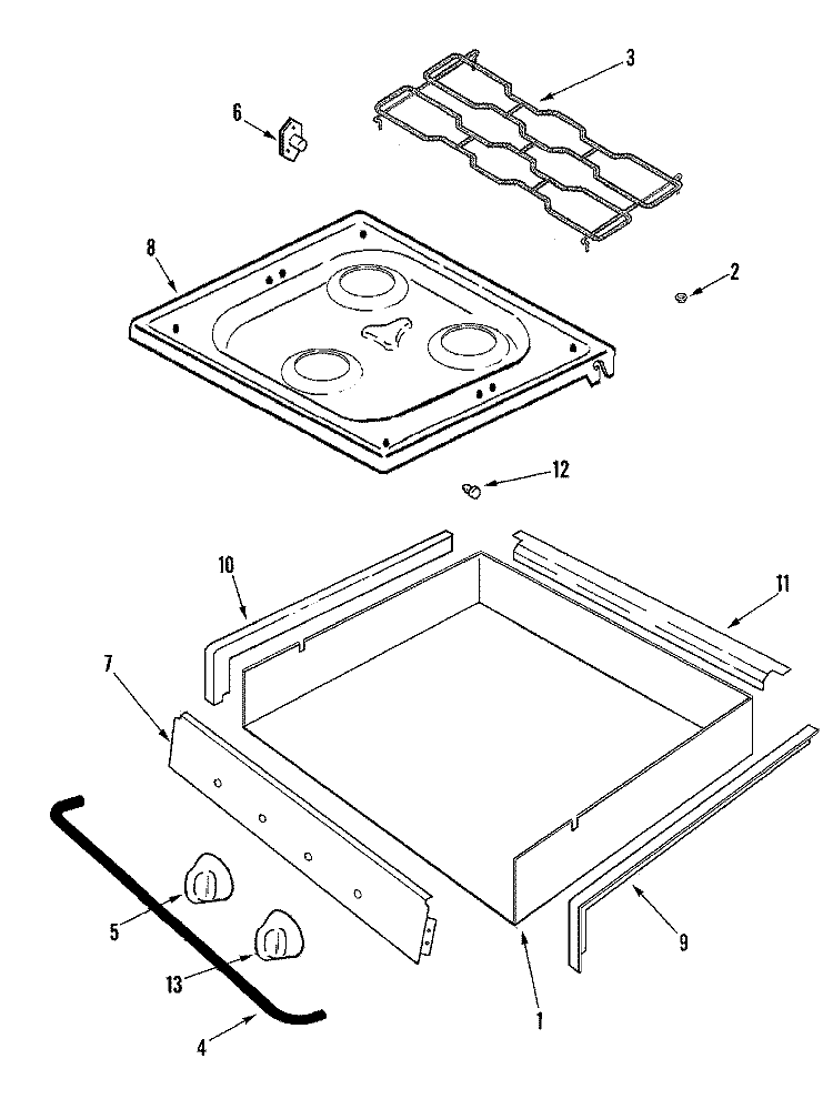 TOP & BURNER BOX Diagram and Parts List for ALZ8589ADB  Amana Cooktop