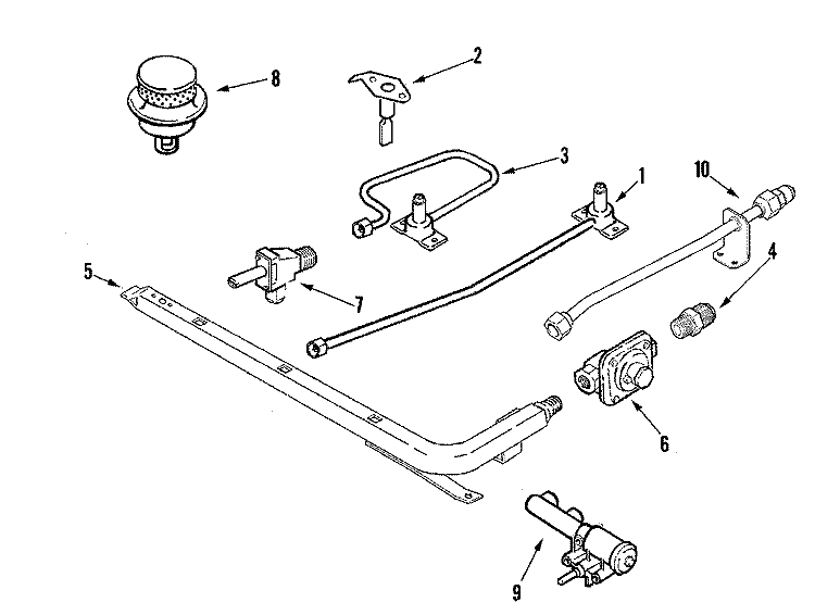 GAS CONTROLS Diagram and Parts List for ALZ8589ADB  Amana Cooktop