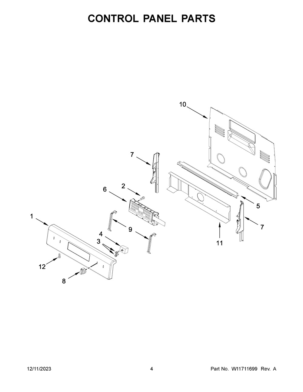 Control Panel Parts Diagram and Parts List for YMER6600FB6  Maytag Range