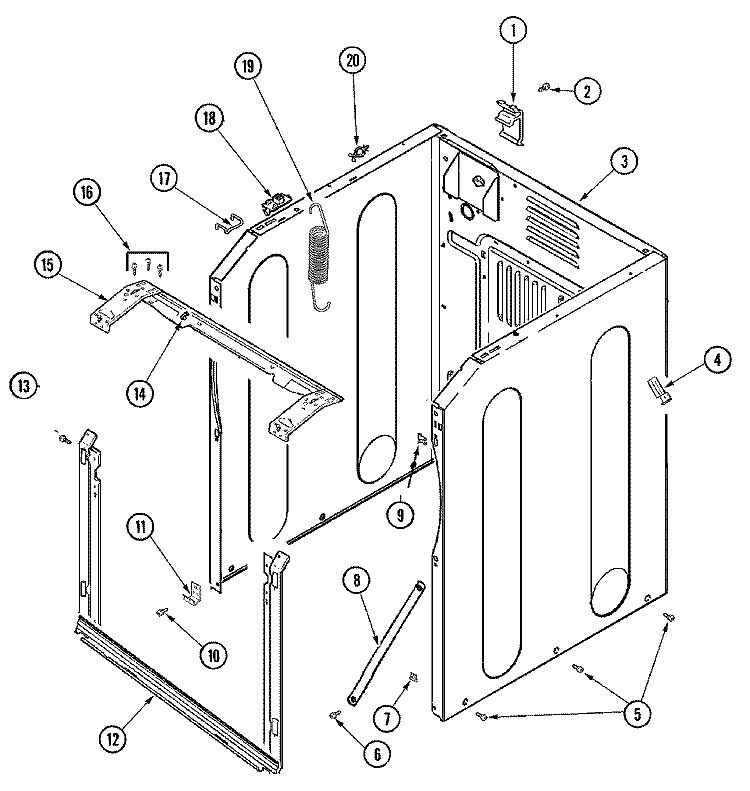 CABINET Diagram and Parts List for MAH55FLBWW  Maytag Washer