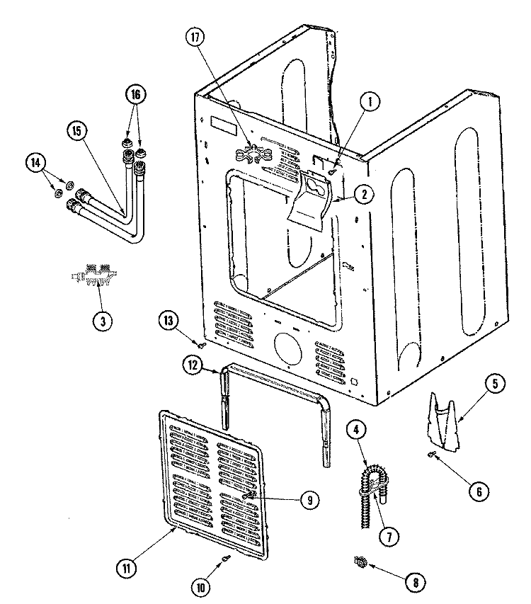 CABINET - REAR Diagram and Parts List for MAH55FLBWW  Maytag Washer