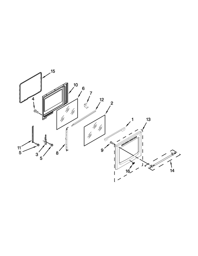 Door Parts Diagram and Parts List for MER8800DE1  Maytag Range