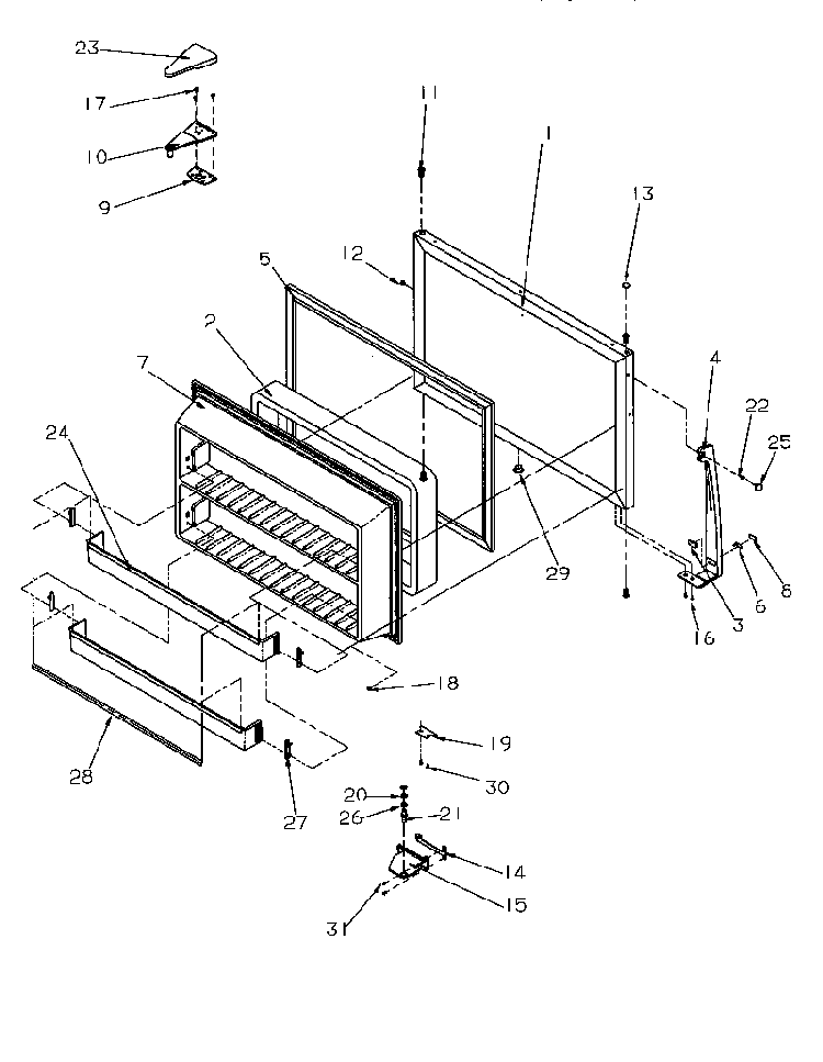 Freezer Door Diagram and Parts List for TV18S4W-P1194902WW  Amana Refrigerator