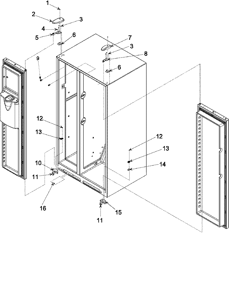 HINGES Diagram and Parts List for XRSS264BW PXRSS264BW1 Amana Refrigerator