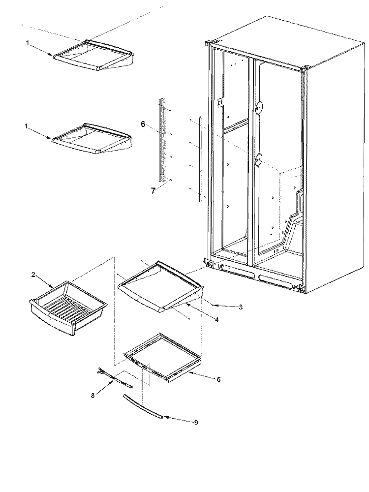 DELI AND REF SHELF Diagram and Parts List for XRSS264BW PXRSS264BW1 Amana Refrigerator