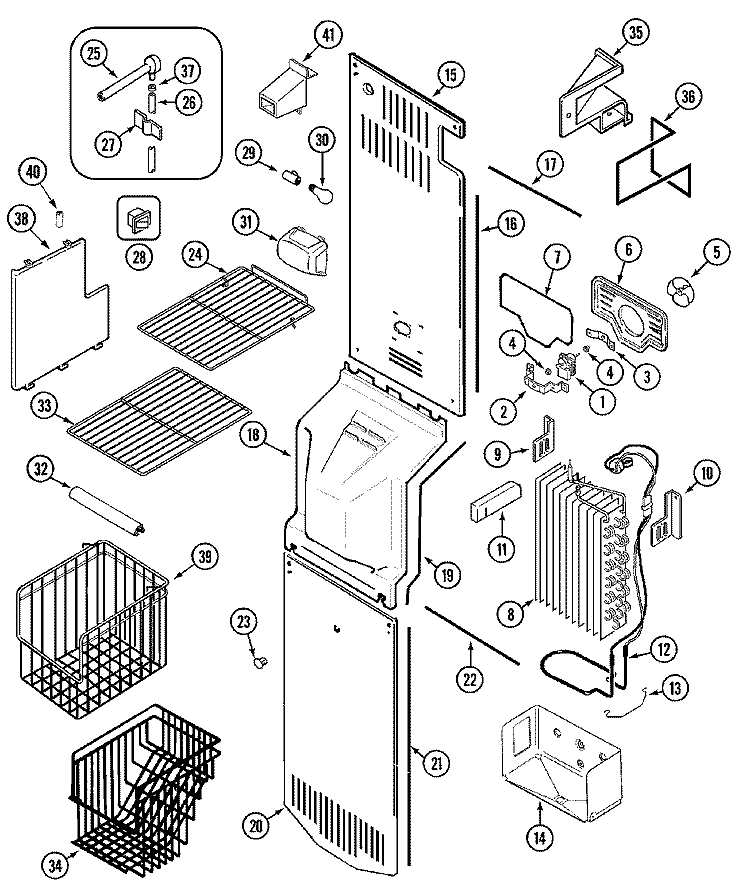 FREEZER COMPARTMENT Diagram and Parts List for KGU57990KD  Maytag Refrigerator