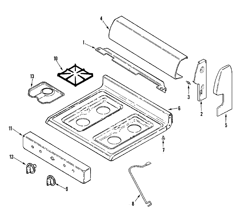 CONTROL PANEL / TOP ASSEMBLY Diagram and Parts List for LPR1115ADW  Admiral Range