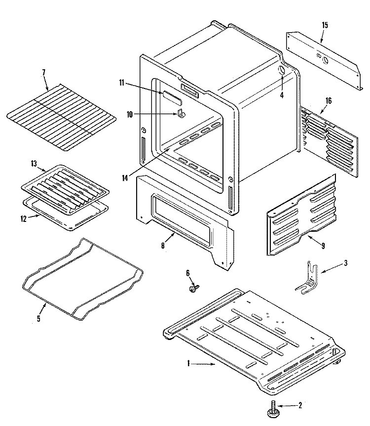 OVEN / BASE Diagram and Parts List for LPR1115ADW  Admiral Range