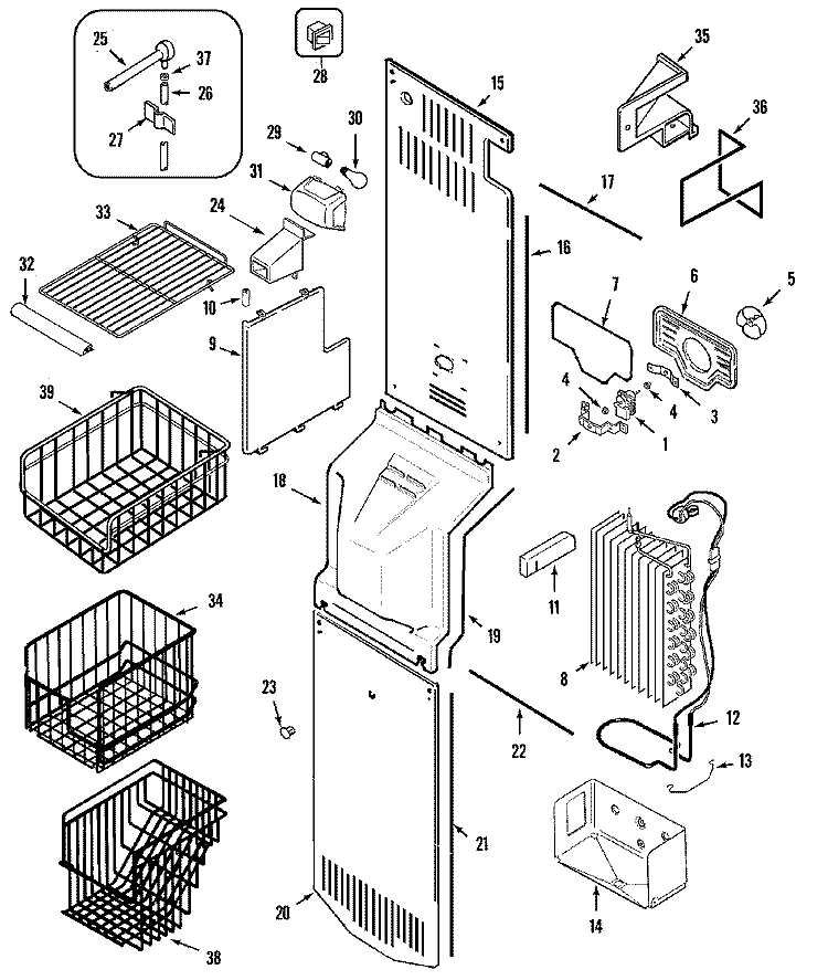 FREEZER COMPARTMENT (GS2728GEHQ) Diagram and Parts List for GS2728GEHQ  Maytag Refrigerator