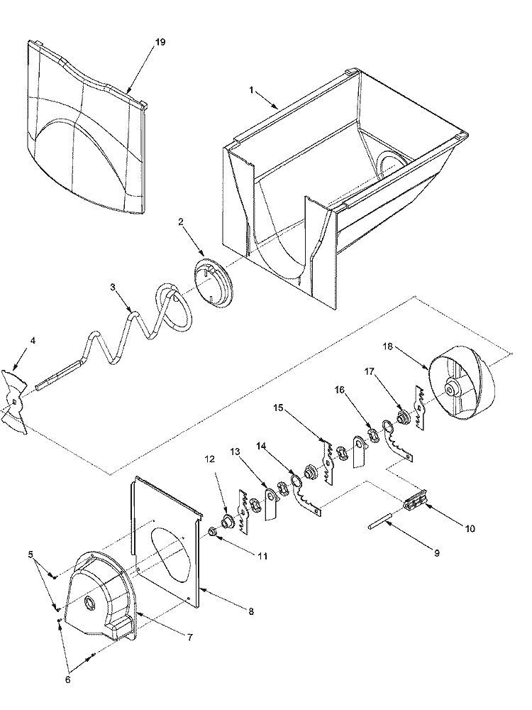 ICE BUCKET ASSY Diagram and Parts List for JC2228HEHB PJC2228HHB Jenn-Air Refrigerator