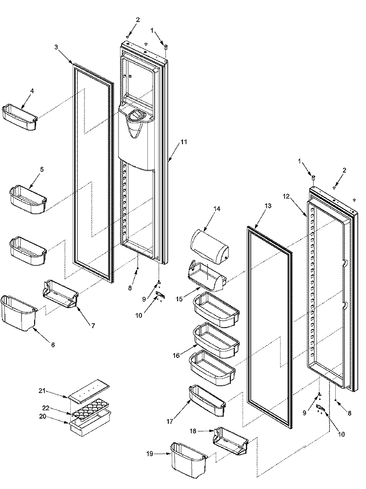 REF / FZ DOOR AND SHELF Diagram and Parts List for JS2428GEHB PJS2428GHB0 Jenn-Air Refrigerator
