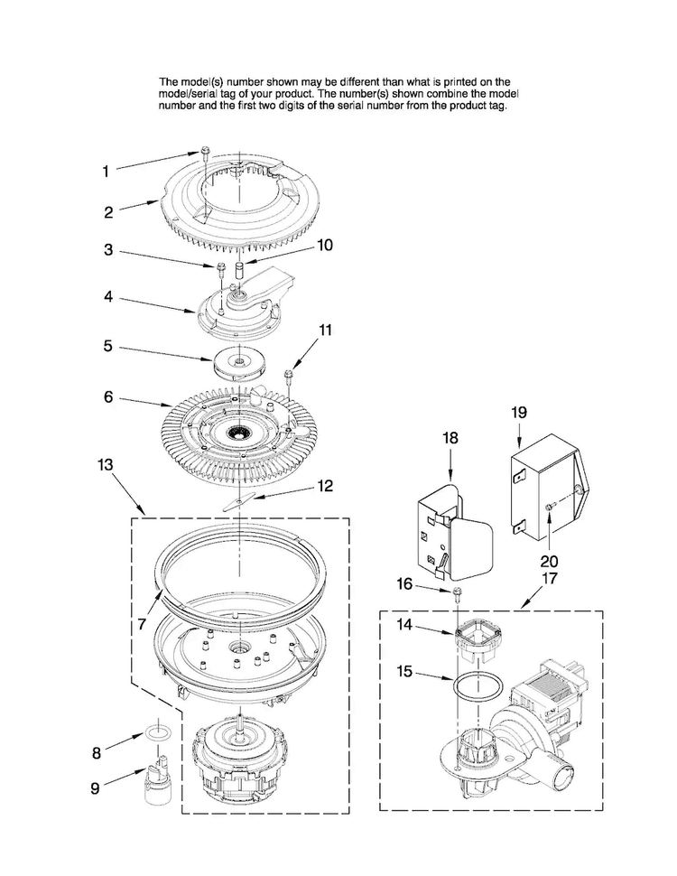 Pump And Motor Parts Diagram and Parts List for MDBH945AWB3  Maytag Dishwasher