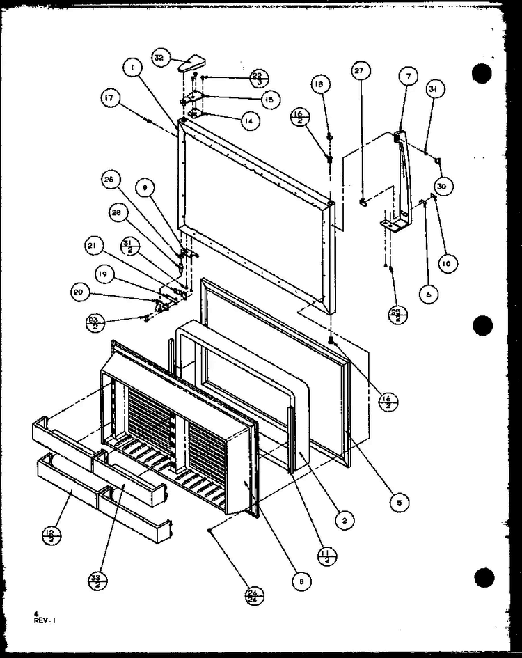 Freezer Door Diagram and Parts List for TX20QBG-P1111704WG  Amana Refrigerator