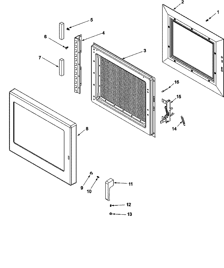DOOR Diagram and Parts List for KFC2SA2 P1331411M Amana Microwave