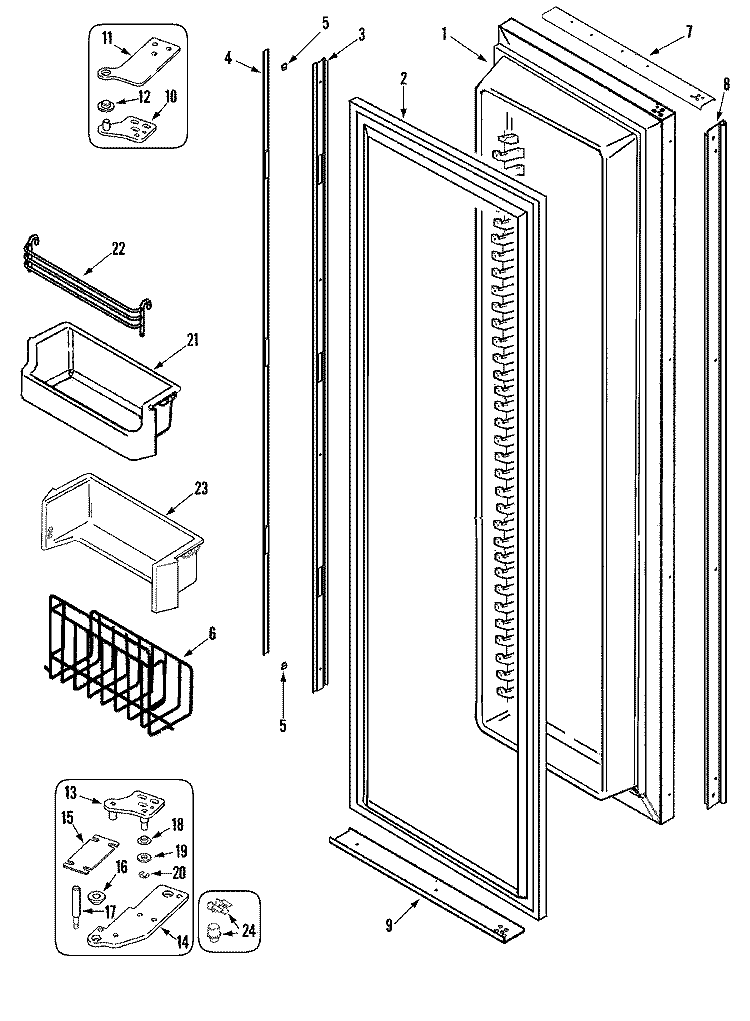 FREEZER DOOR Diagram and Parts List for AS829CSXPB  Maytag Refrigerator