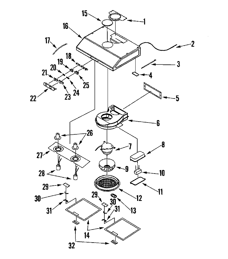 HOOD COMPONENTS (COMPLETE) Diagram and Parts List for UXT5236ADS  Jenn-Air Range Hood