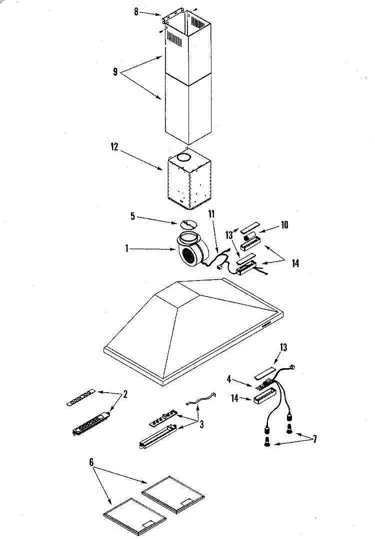 HOOD COMPONENTS (COMPLETE) Diagram and Parts List for JXT8030ADS  Jenn-Air Range Hood