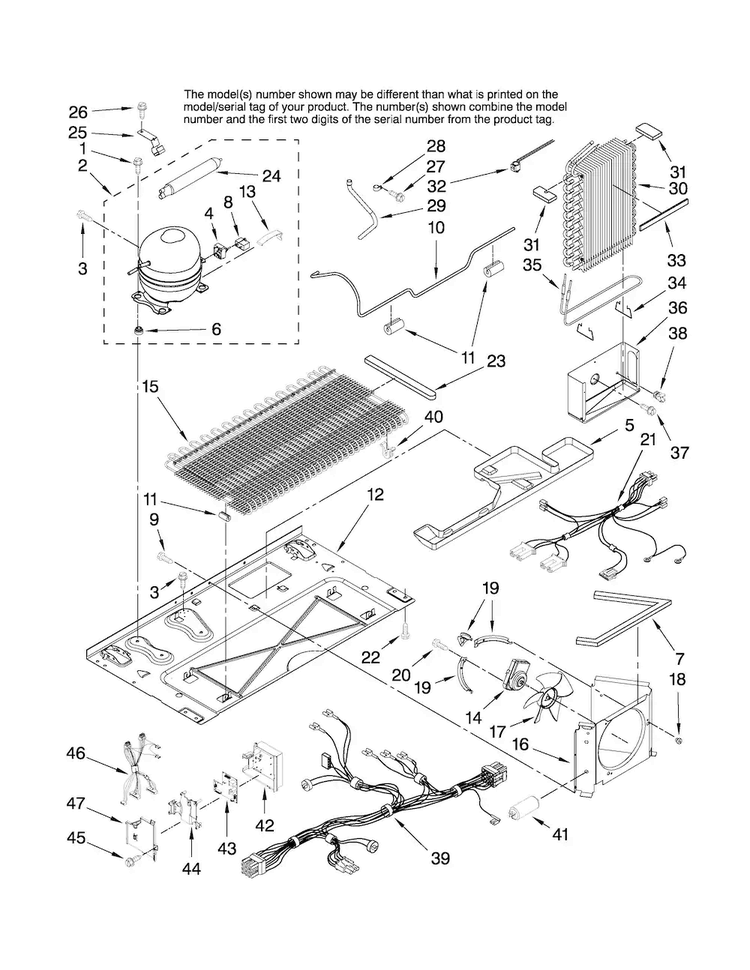 Unit Parts Diagram and Parts List for AC2228HEKW13  Amana Refrigerator