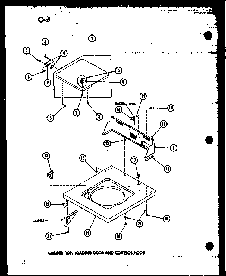 Cabinet Top Diagram and Parts List for TAA800 P75751-7W Amana Dryer