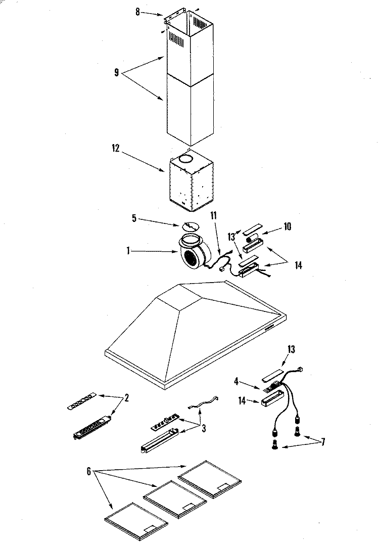 HOOD COMPONENTS (COMPLETE) Diagram and Parts List for JXT8042ADS  Jenn-Air Range Hood