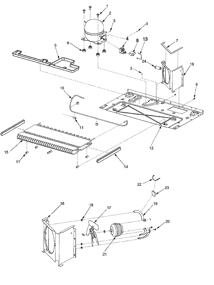 MACHINE COMPARTMENT Diagram and Parts List for JS2628HEHB PJS2628HHB0 Jenn-Air Refrigerator