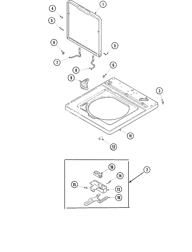 TOP AND DOOR SWITCH Diagram and Parts List for SAV515DEWW  Maytag Washer