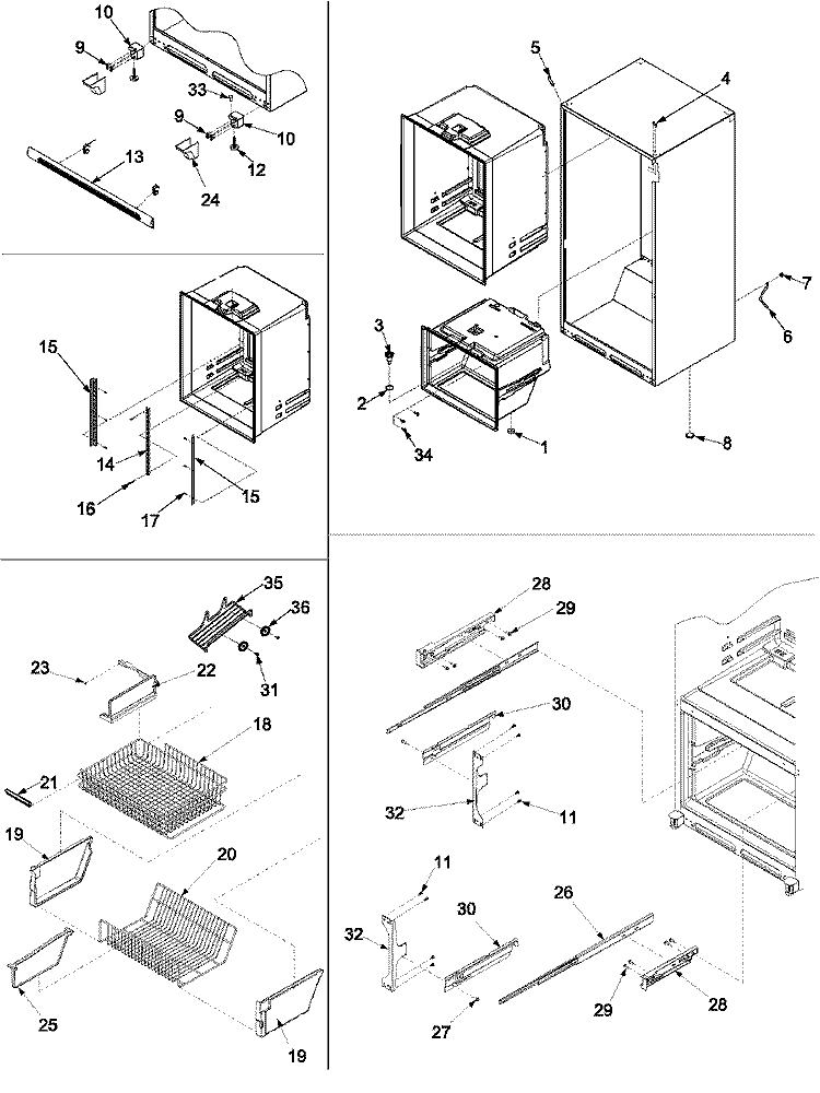 INTERIOR CABINET & FREEZER SHELVING Diagram and Parts List for PBB2255GEQ PPBB2255GC0 Maytag Refrigerator