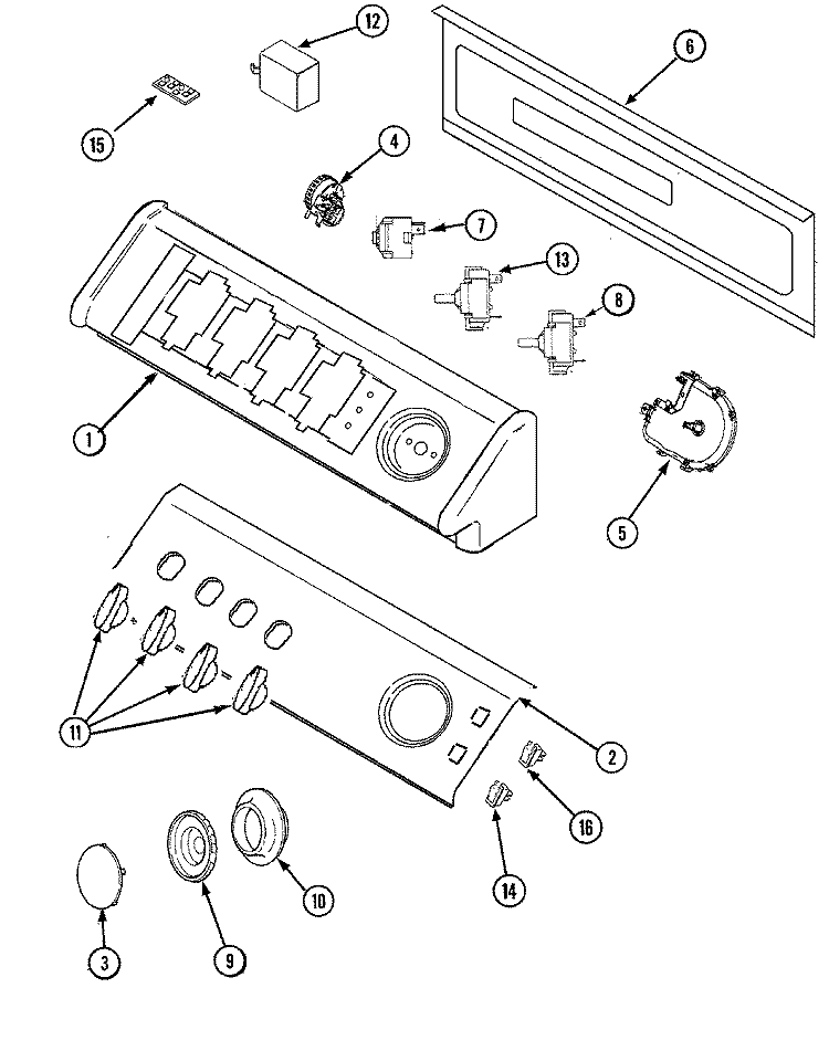 CONTROL PANEL Diagram and Parts List for SAV5910AWW  Maytag Washer