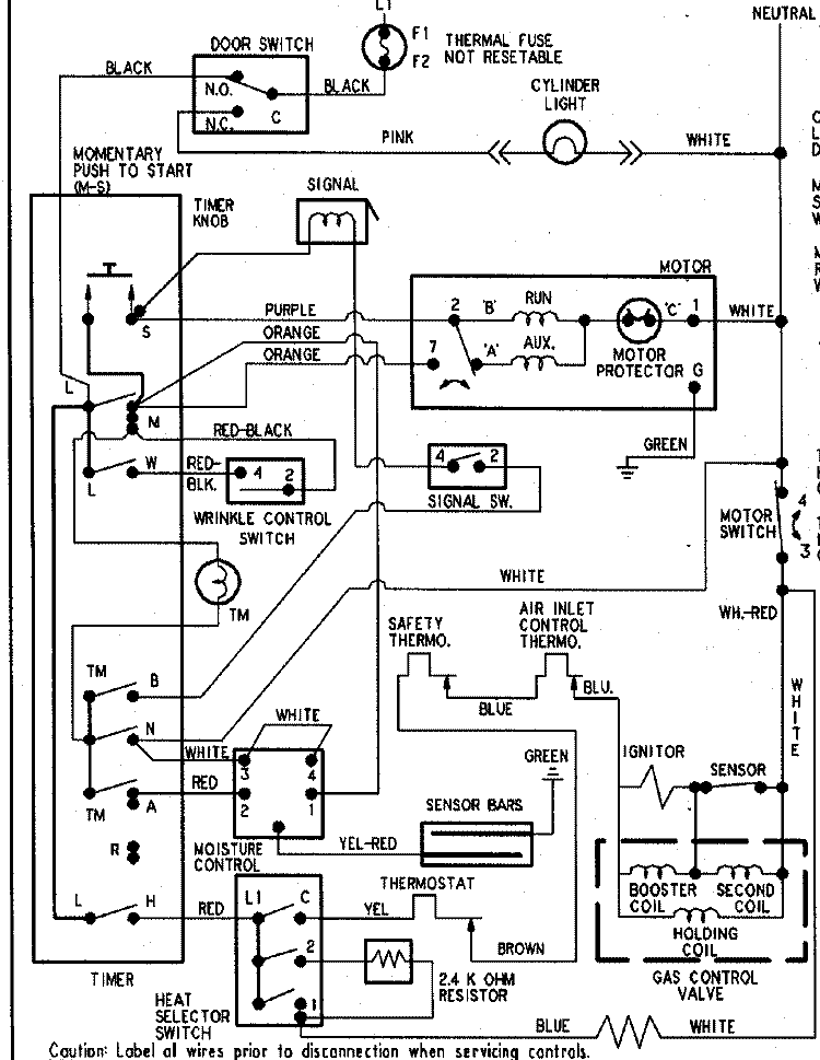 WIRING INFORMATION Diagram and Parts List for PYGT444AWW  Maytag Dryer