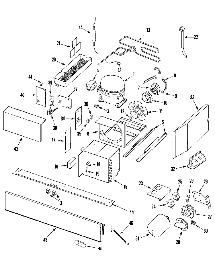 COMPRESSOR Diagram and Parts List for RJRS4870A  Maytag Refrigerator