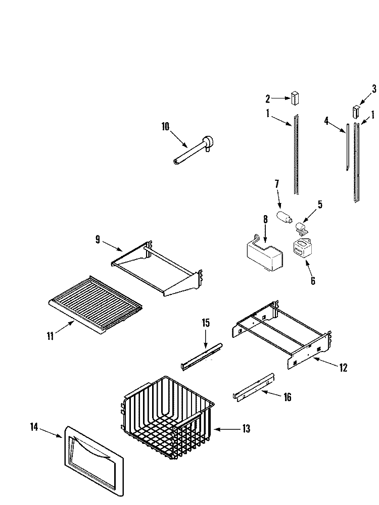 SHELVES & ACCESSORIES (FREEZER) Diagram and Parts List for IF48BDCBOL  Dacor Refrigerator
