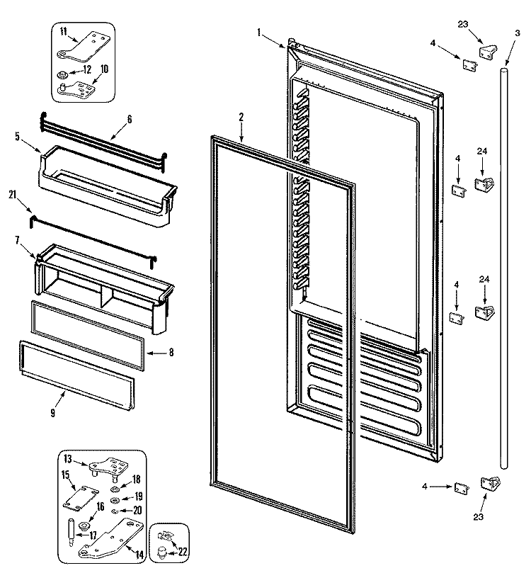 FRESH FOOD DOOR (RJRS4870A) Diagram and Parts List for RJRS4870A  Maytag Refrigerator