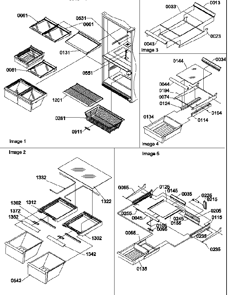 Shelving Assemblies Diagram and Parts List for BG20T2L-P1316303WL  Amana Refrigerator