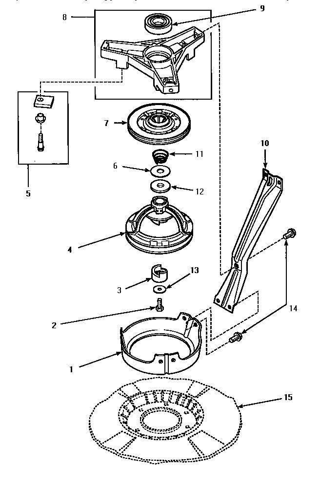 Brg Hsg/brake/pulley & Pivot Dome Diagram and Parts List for LWM423L-P1176404WL  Amana Washer