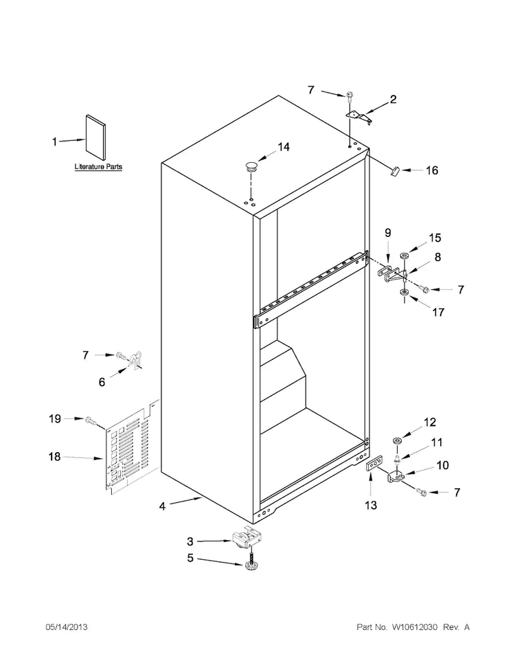 Cabinet Parts Diagram and Parts List for A8TXNGFBW00  Amana Refrigerator