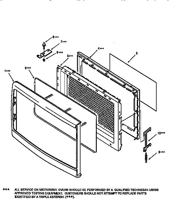 Door Diagram and Parts List for 56568480790  Kenmore Microwave