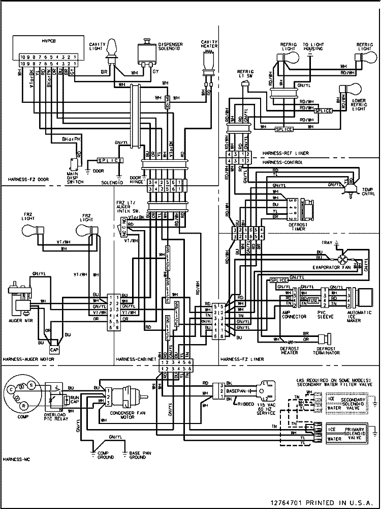 WIRING INFORMATION Diagram and Parts List for PSD264LGRB PPSD264LGB0 Maytag Refrigerator