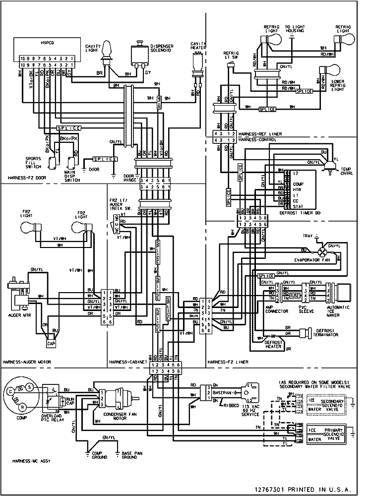 WIRING INFORMATION Diagram and Parts List for ARS9265BB PARS9265BB1 Amana Refrigerator