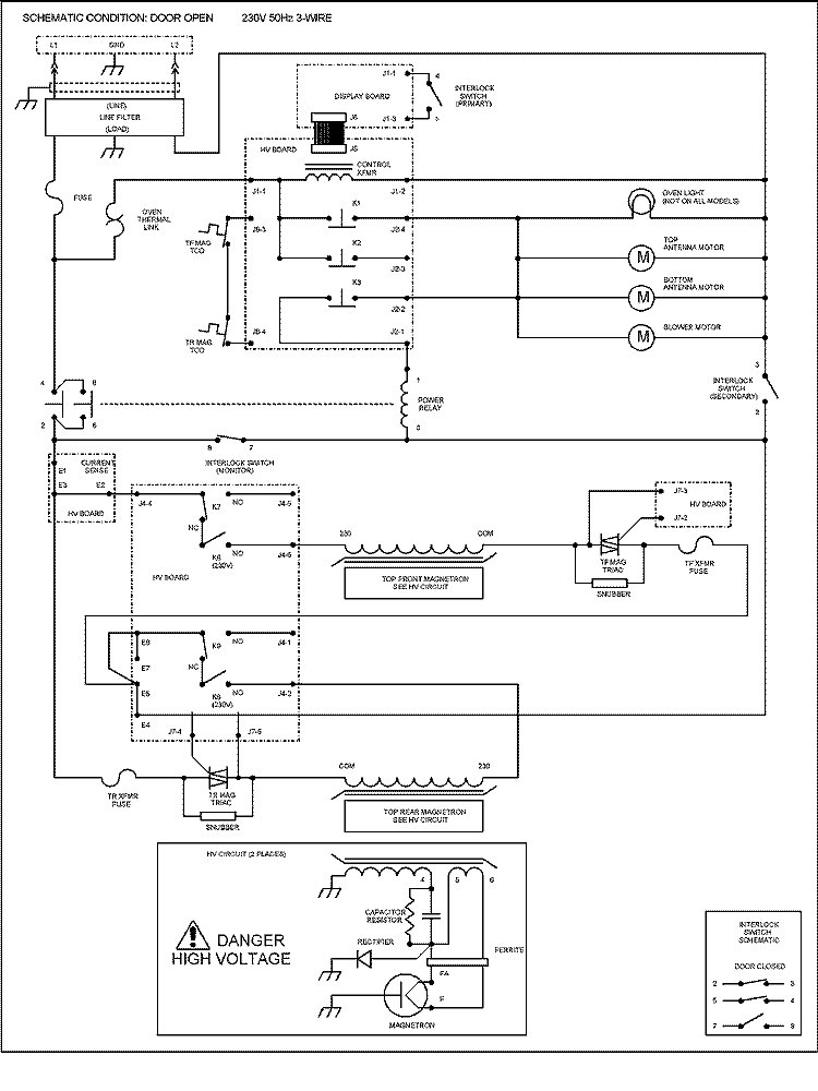 WIRING INFORMATION Diagram and Parts List for RC5PHBU P1327606M Amana Microwave