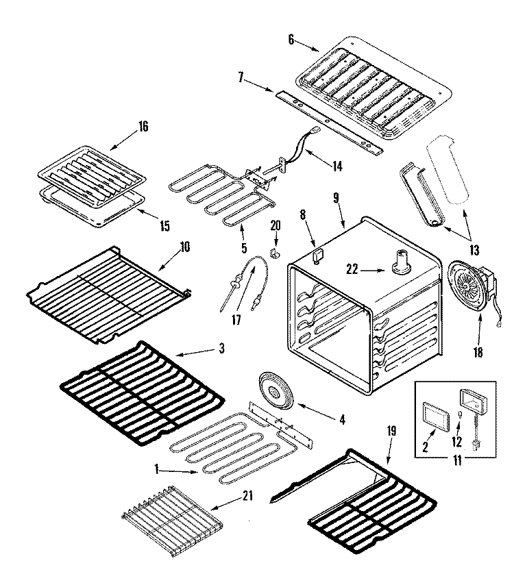 OVEN Diagram and Parts List for JJW9627DDW  Jenn-Air Wall Oven