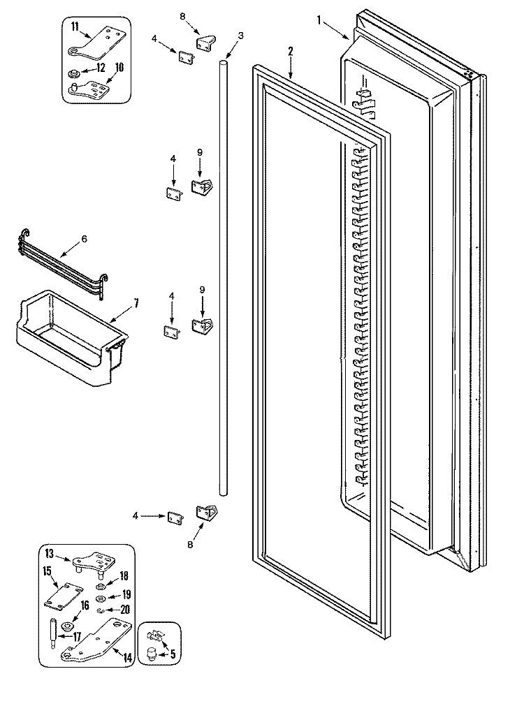 FREEZER DOOR (RJRS4870A) Diagram and Parts List for RJRS4870A  Maytag Refrigerator
