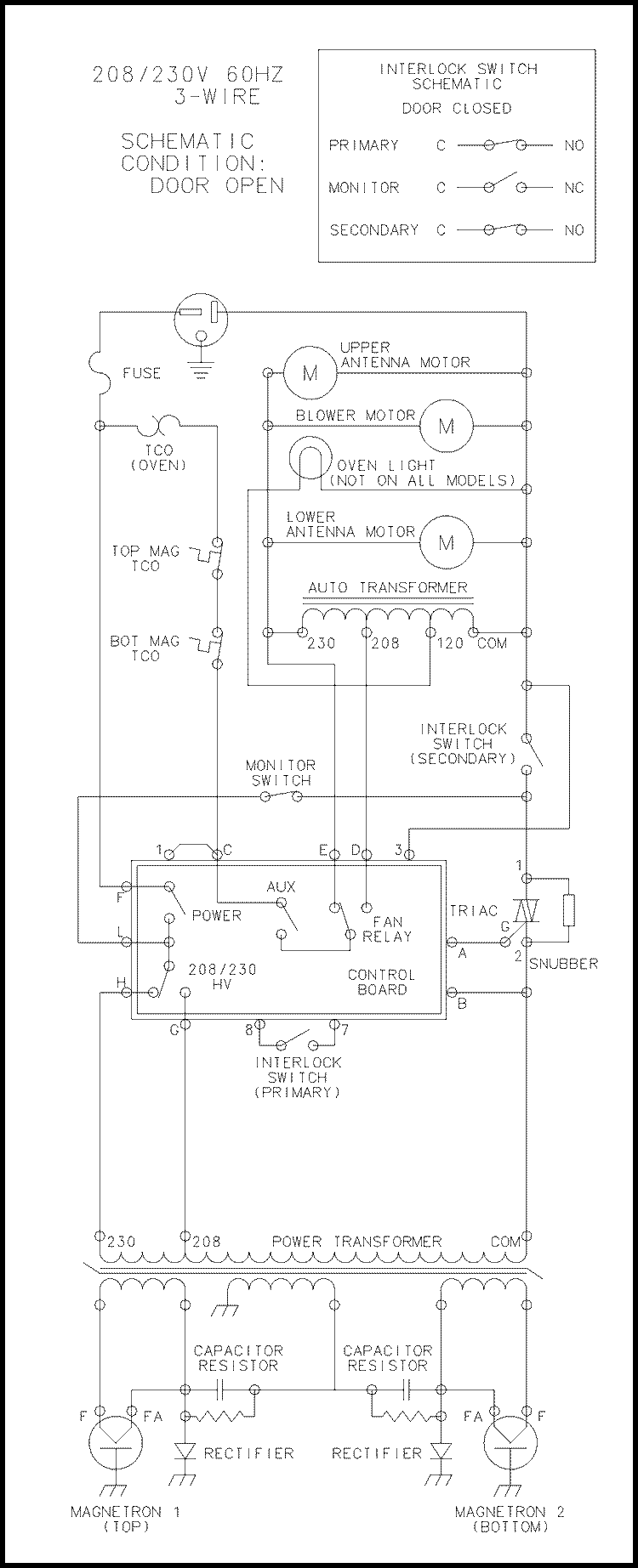 WIRING INFORMATION Diagram and Parts List for HDC21RB P1323019M Amana Microwave