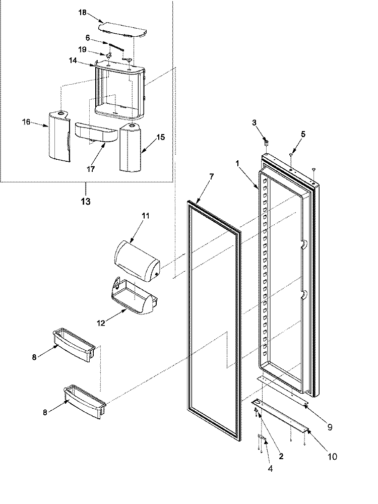 REFRIGERATOR DOOR Diagram and Parts List for ARS9265BB PARS9265BB1 Amana Refrigerator