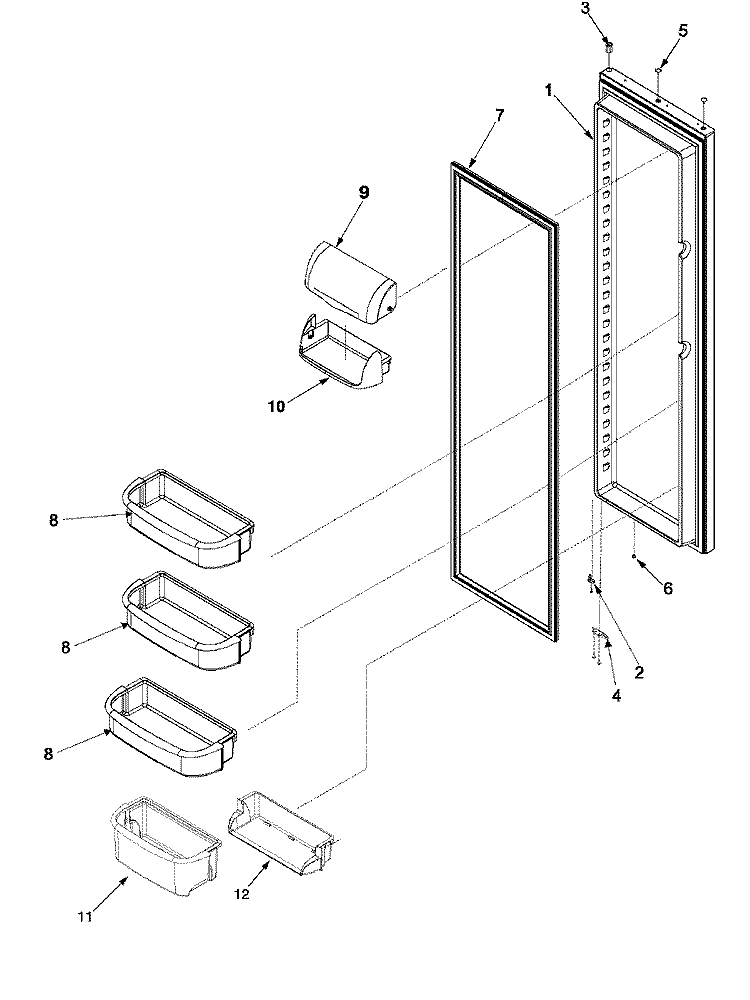 REFRIGERATOR DOOR Diagram and Parts List for PSD268LGEB PPSD268LGB1 Maytag Refrigerator