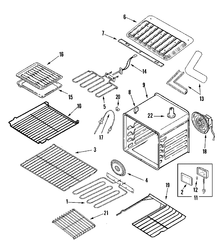 OVEN Diagram and Parts List for JJW9630DDW  Jenn-Air Wall Oven