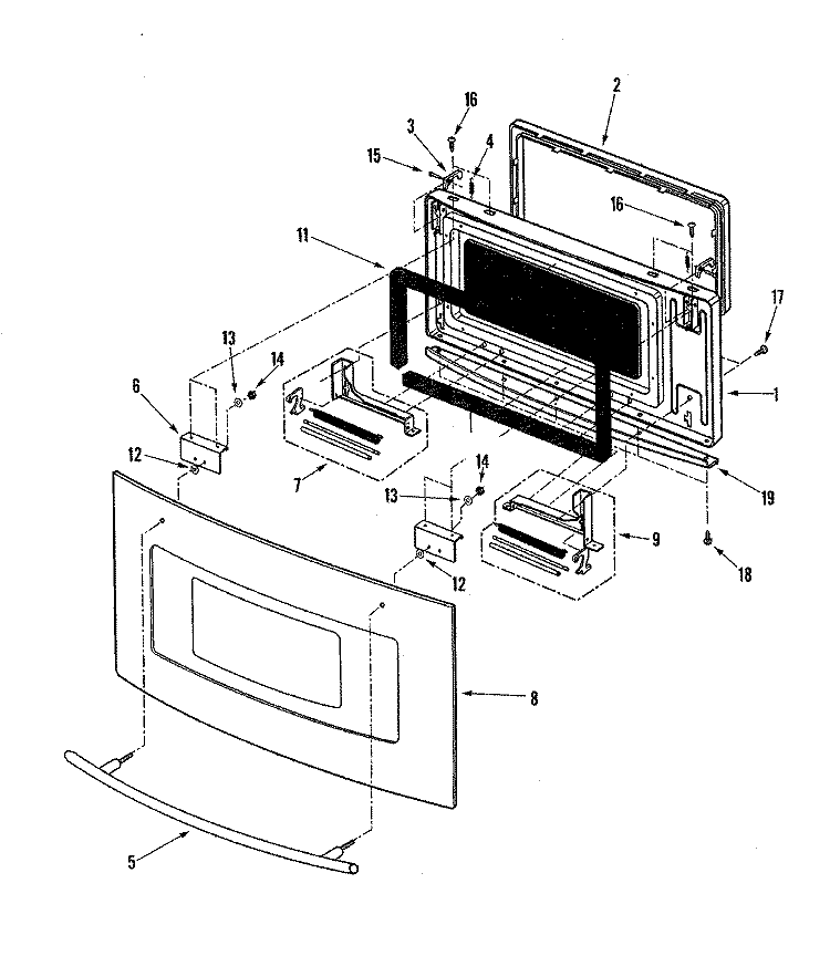 DOOR ASSEMBLY Diagram and Parts List for JMC8127DDB  Jenn-Air Microwave