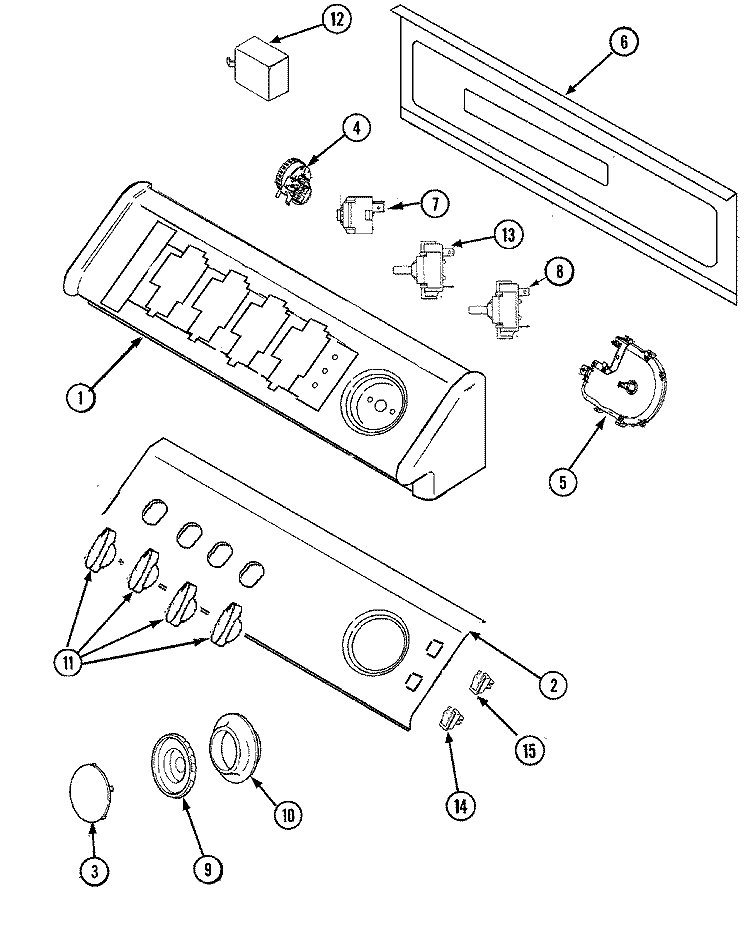 CONTROL PANEL Diagram and Parts List for SAV405DAWW  Maytag Washer